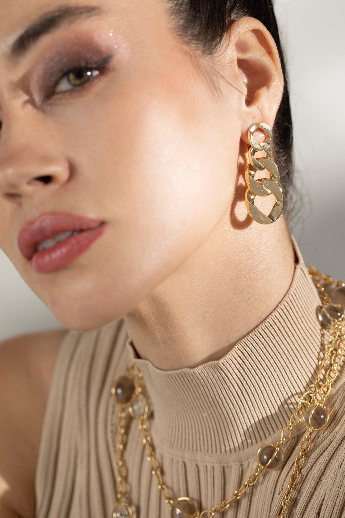 VERDURA-Curb Link Earrings-YELLOW GOLD