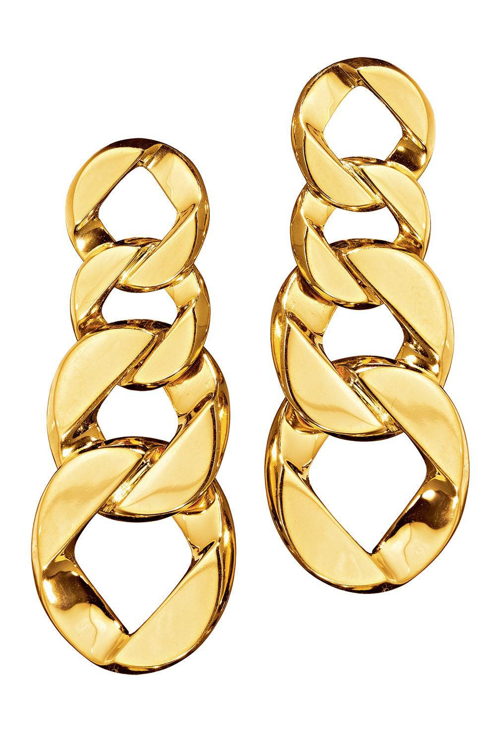 Curb Link Pendant Earrings-YELLOW GOLD-JEWELRYFINE JEWELEARRING-VERDURA