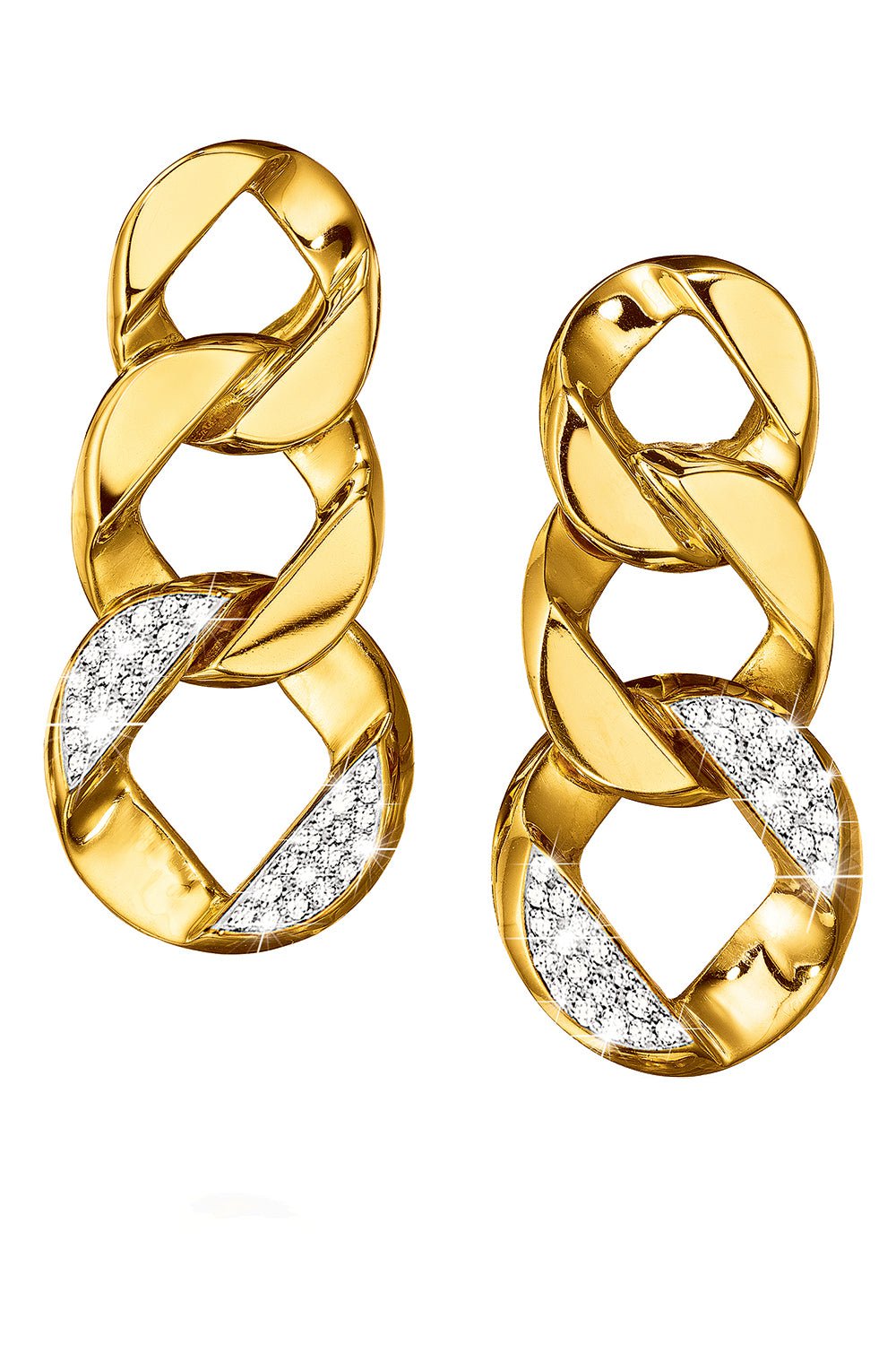 VERDURA-Curb-Link Piccolo Pendant Earclips-YELLOW GOLD