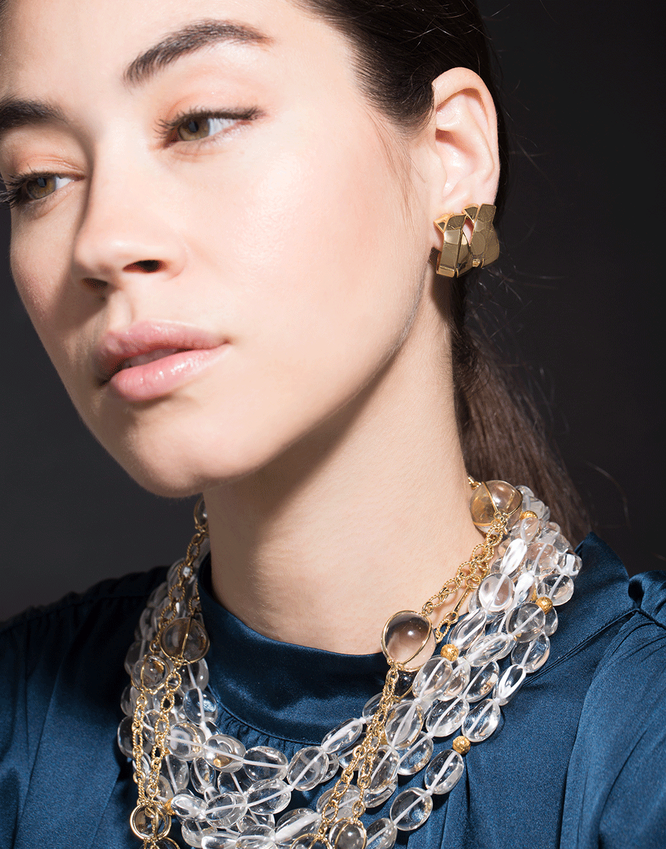 VERDURA-Double X Clip Earrings-YELLOW GOLD
