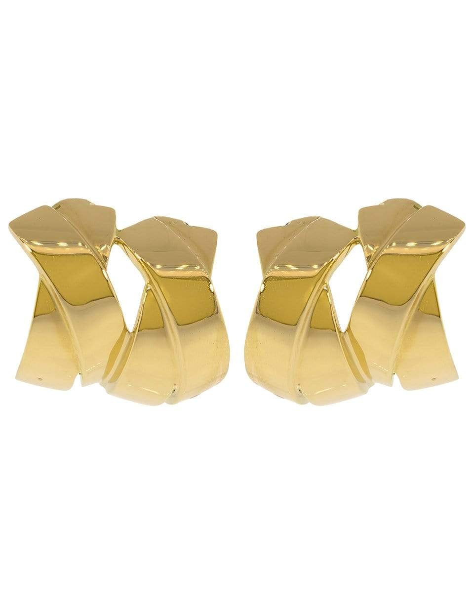 VERDURA-Double X Clip Earrings-YELLOW GOLD