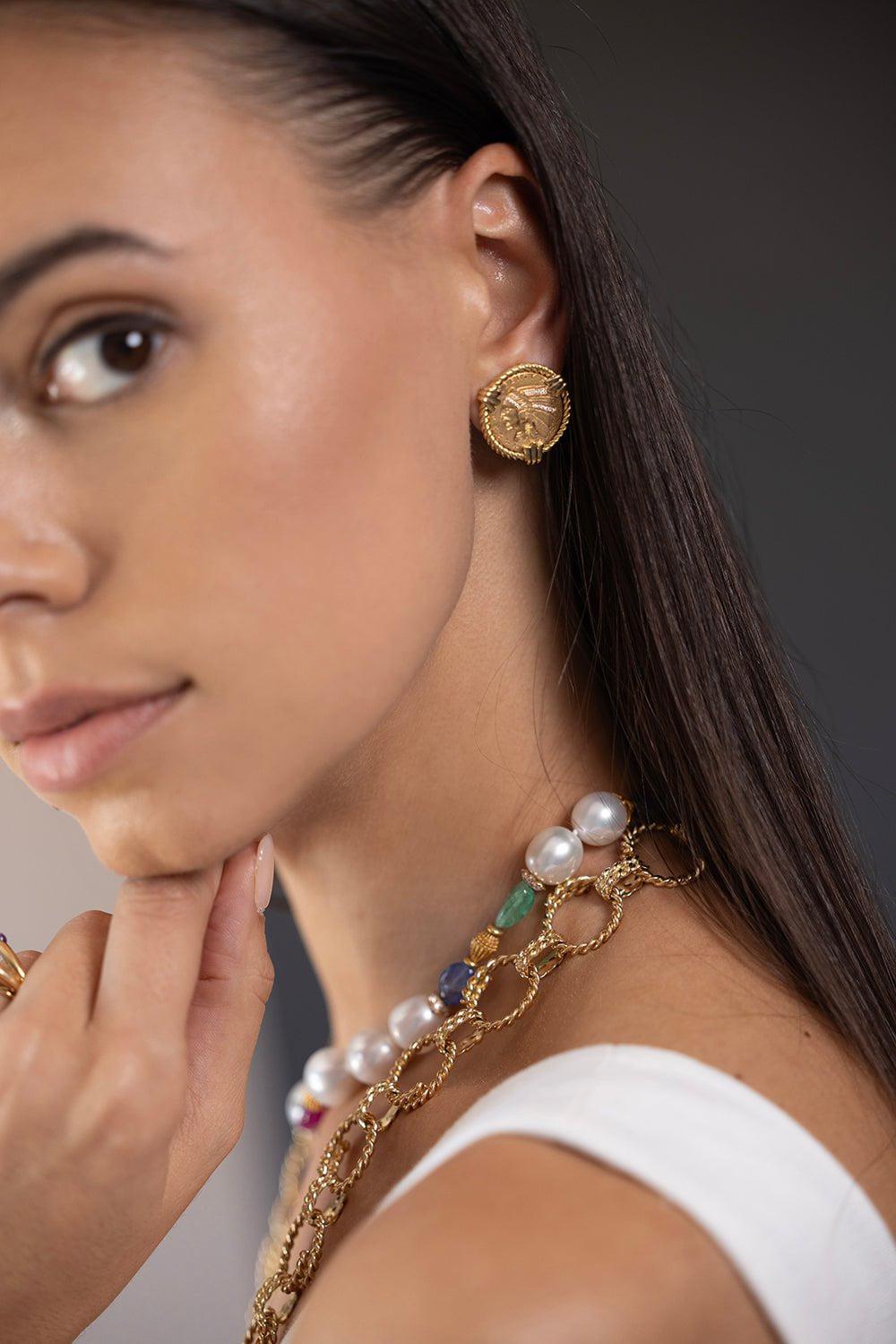 VERDURA-Five Buck Earrings-YELLOW GOLD