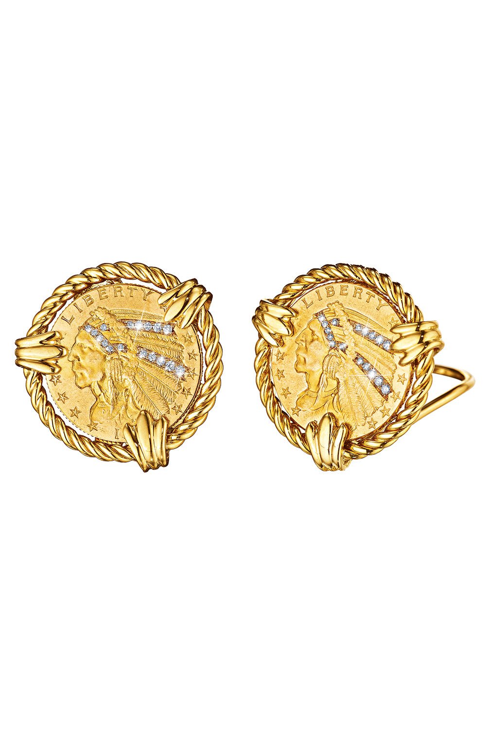 VERDURA-Five Buck Earrings-YELLOW GOLD