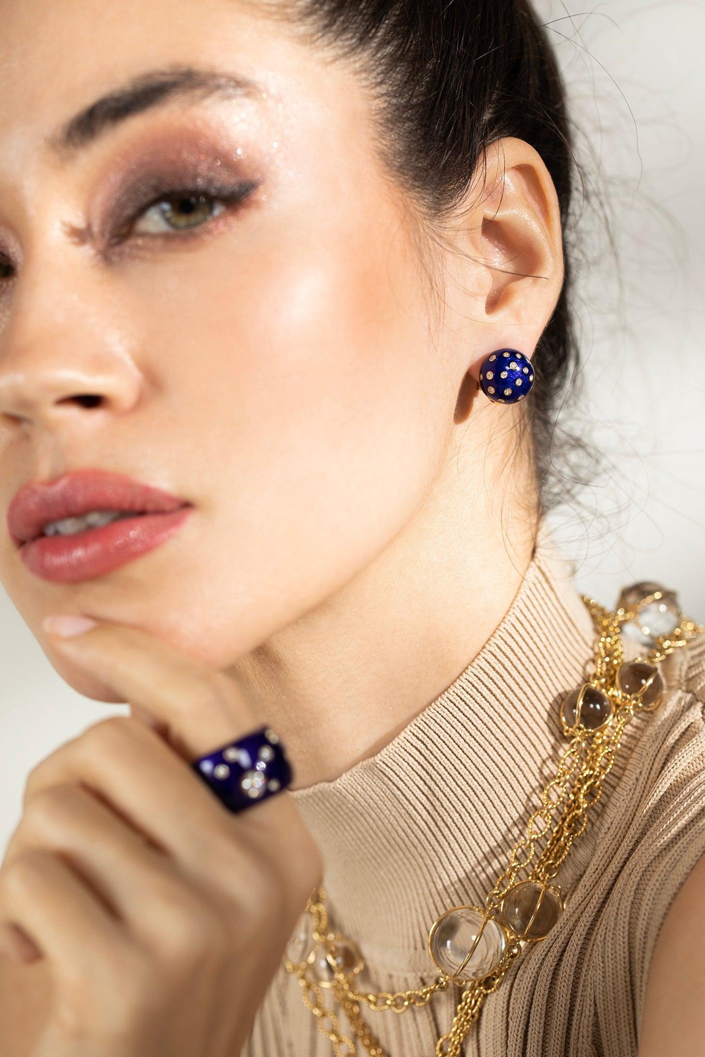 VERDURA-Night and Day Dome Earclips-YELLOW GOLD