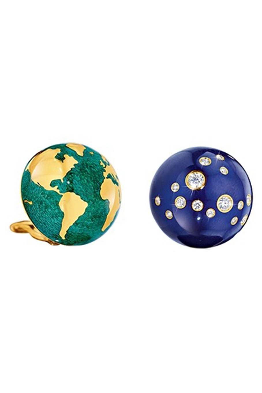 VERDURA-Night and Day Dome Earclips-YELLOW GOLD