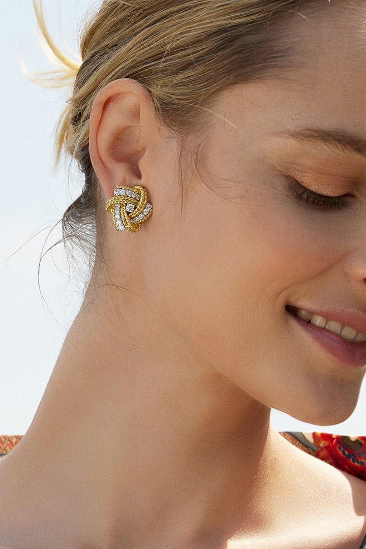 VERDURA-Pinwheel Earclips-YELLOW GOLD