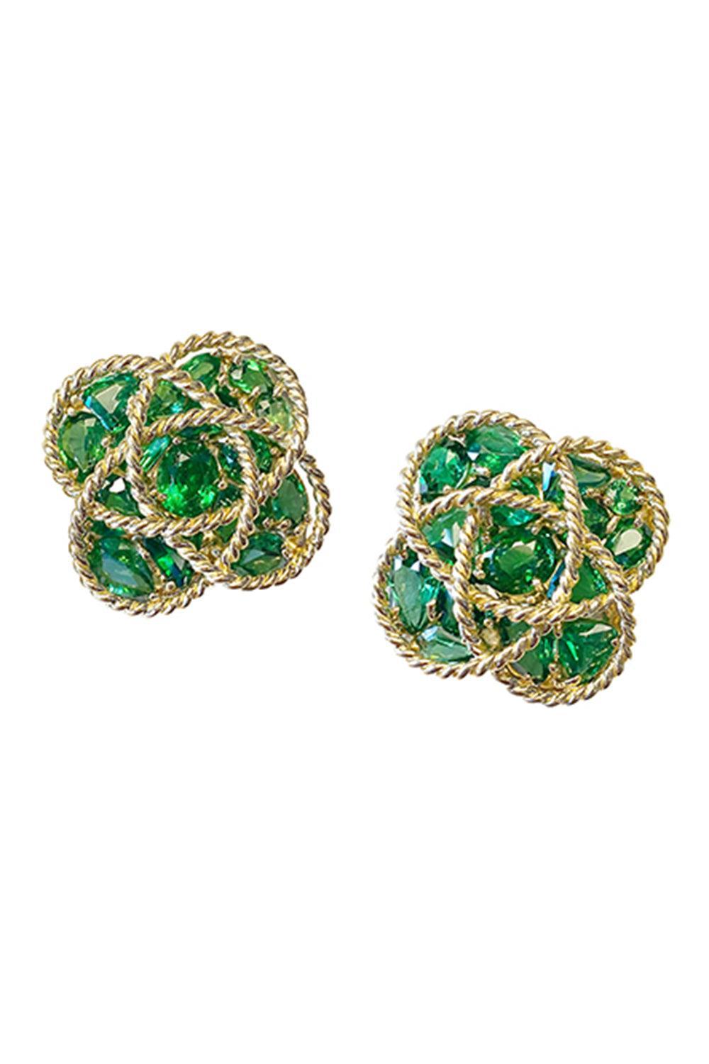 Tsavorite Garnet Quatrefoil Earrings-YELLOW GOLD-JEWELRYFINE JEWELEARRING-VERDURA