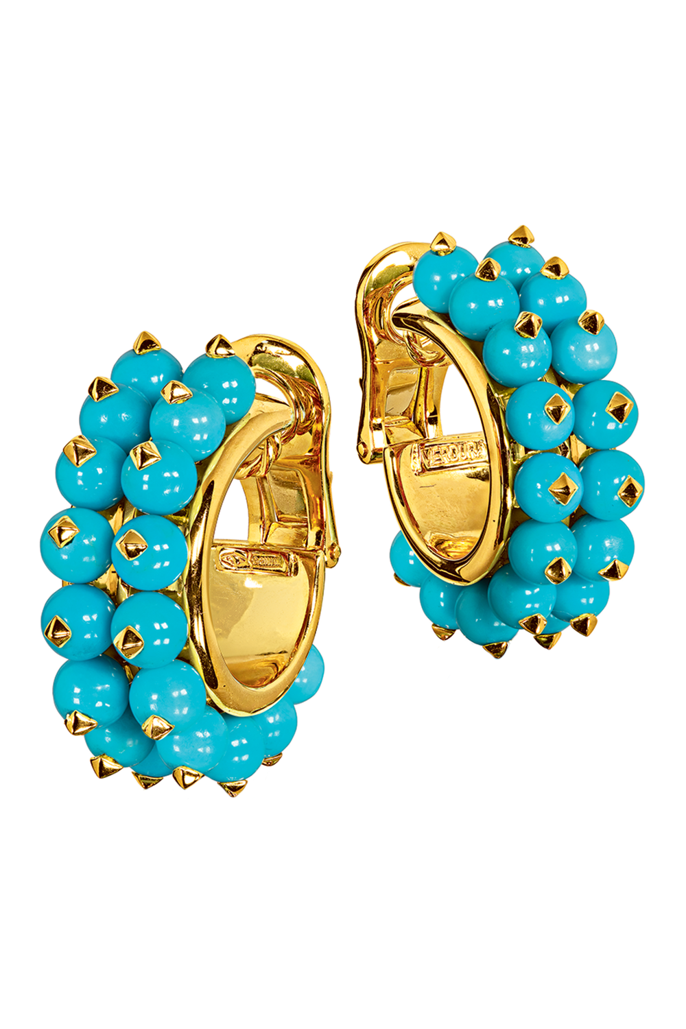 Turquoise Hoop Earrings-YELLOW GOLD-JEWELRYFINE JEWELEARRING-VERDURA