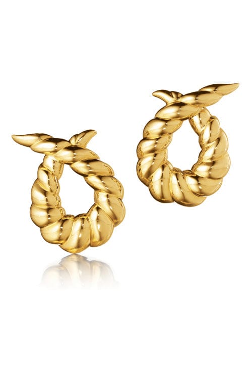 VERDURA-Twisted Horn Earclips-YELLOW GOLD