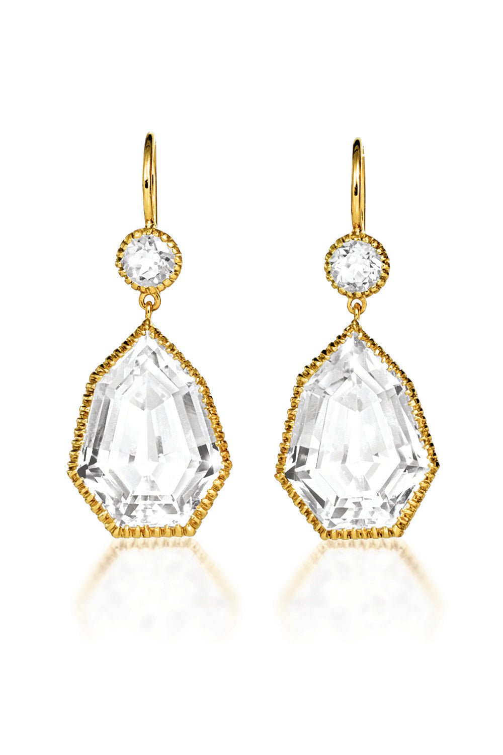 VERDURA-White Topaz Byzantine Drop Earrings-YELLOW GOLD