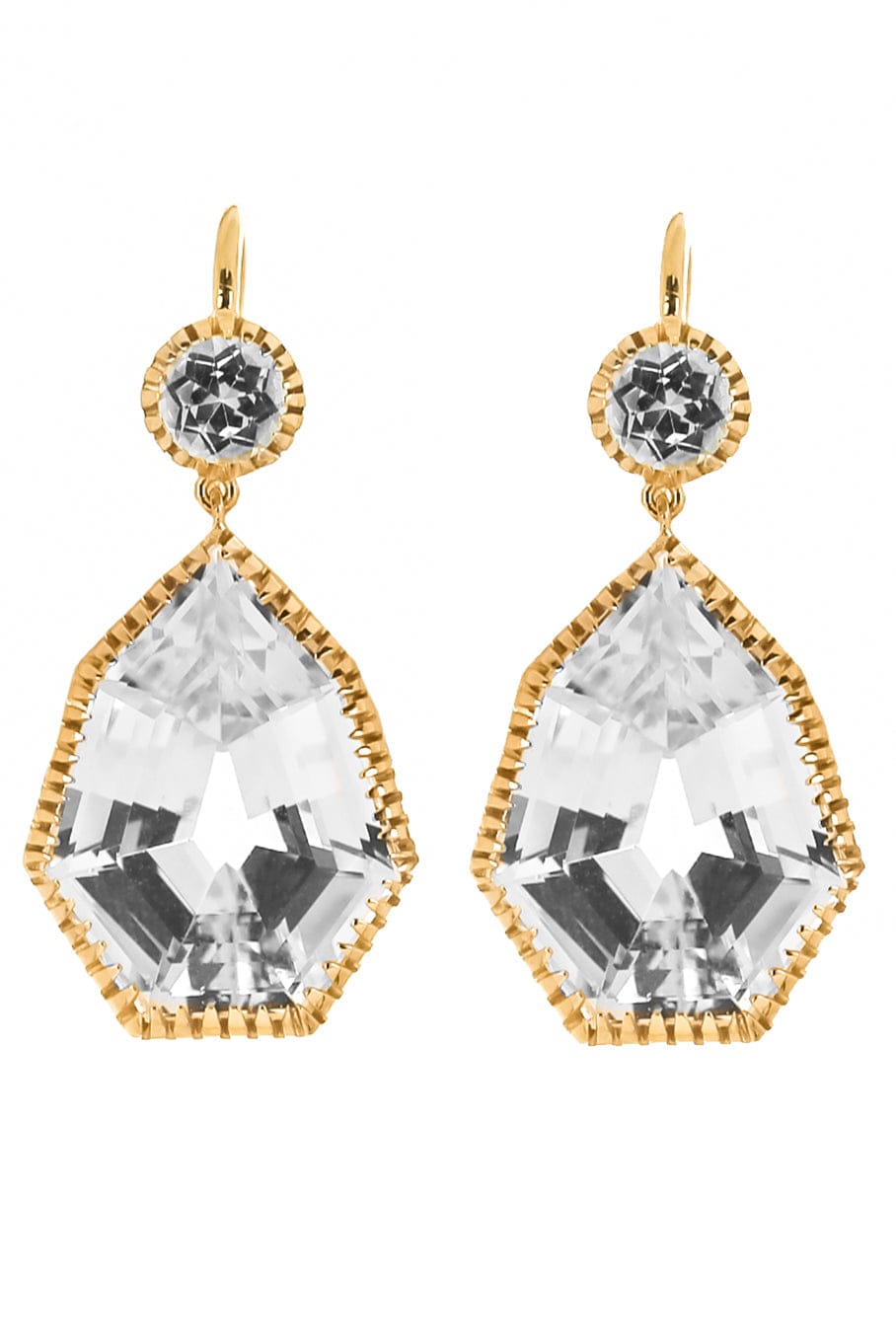VERDURA-White Topaz Byzantine Earrings-YELLOW GOLD
