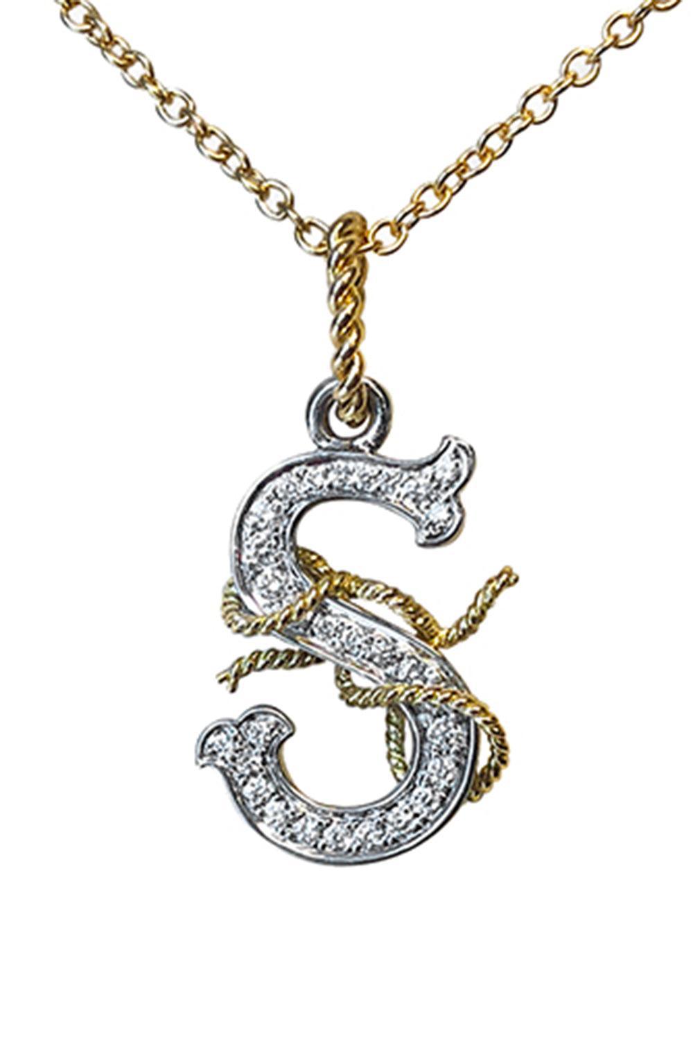 S Pendant Necklace-PLATINUM-16-JEWELRYFINE JEWELNECKLACE O-VERDURA
