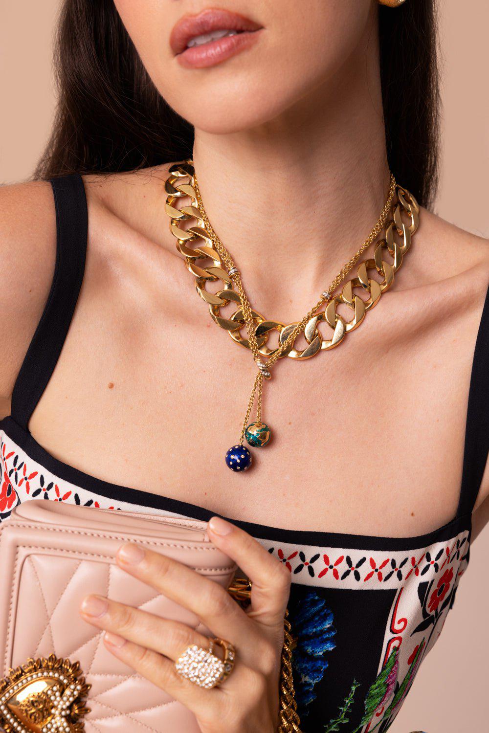 VERDURA-Night And Day Lariat Necklace-YELLOW GOLD