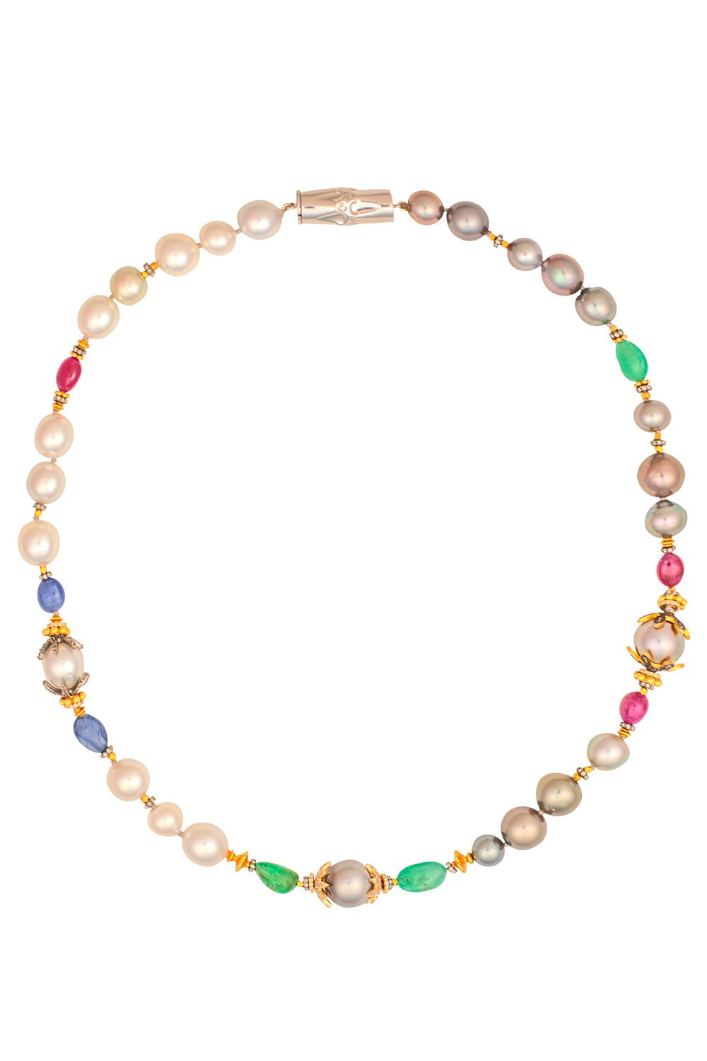 Pearl Emerald Sapphire Beaded Necklace JEWELRYFINE JEWELNECKLACE O VERDURA   