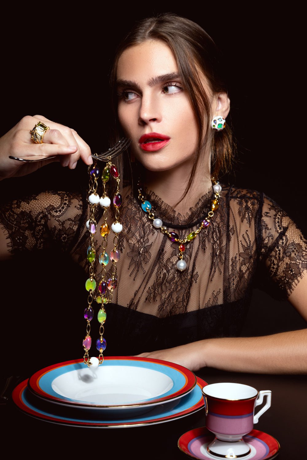 VERDURA-Colored Stone Fulco Necklace-YELLOW GOLD