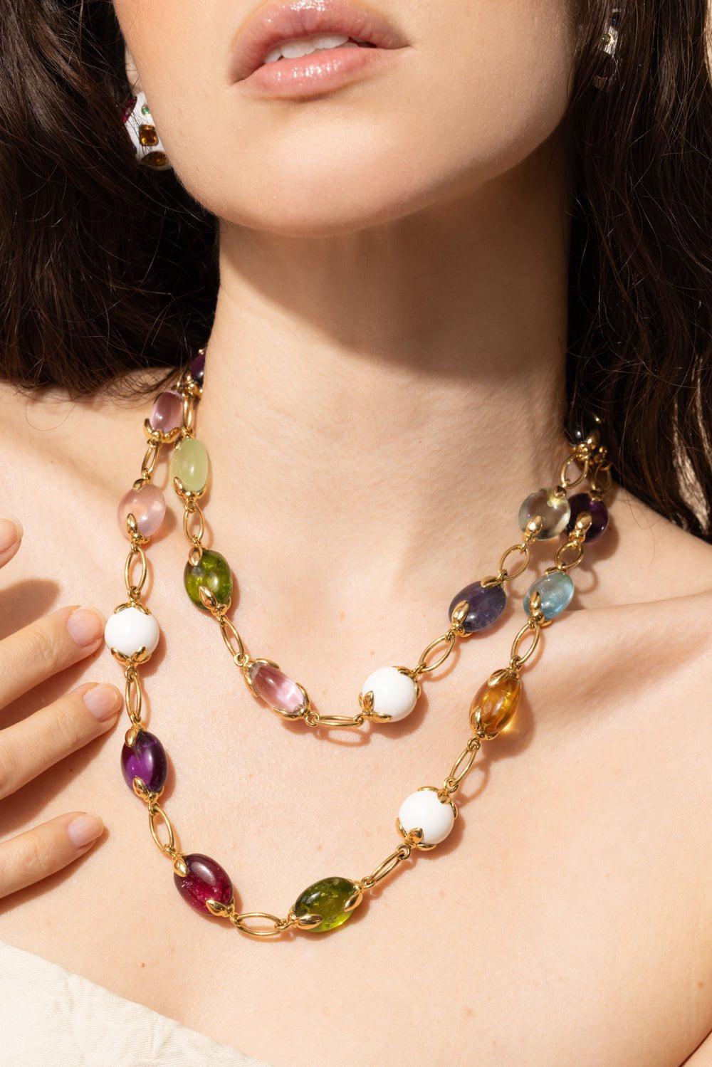 VERDURA-Colored Stone Fulco Necklace-YELLOW GOLD