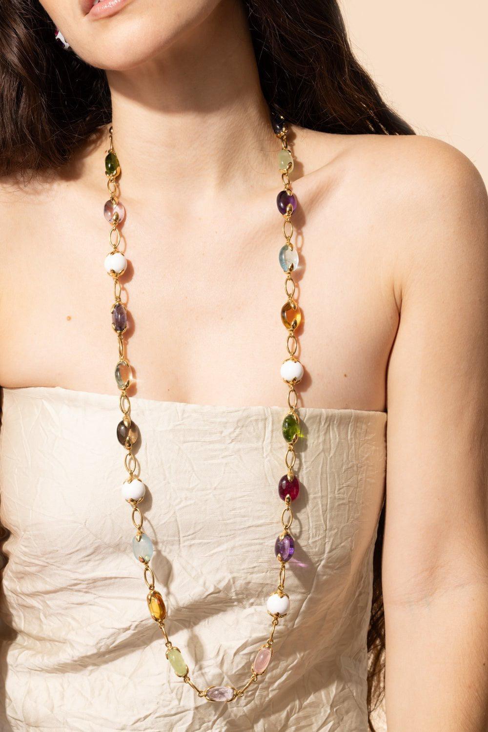 VERDURA-Colored Stone Fulco Necklace-YELLOW GOLD