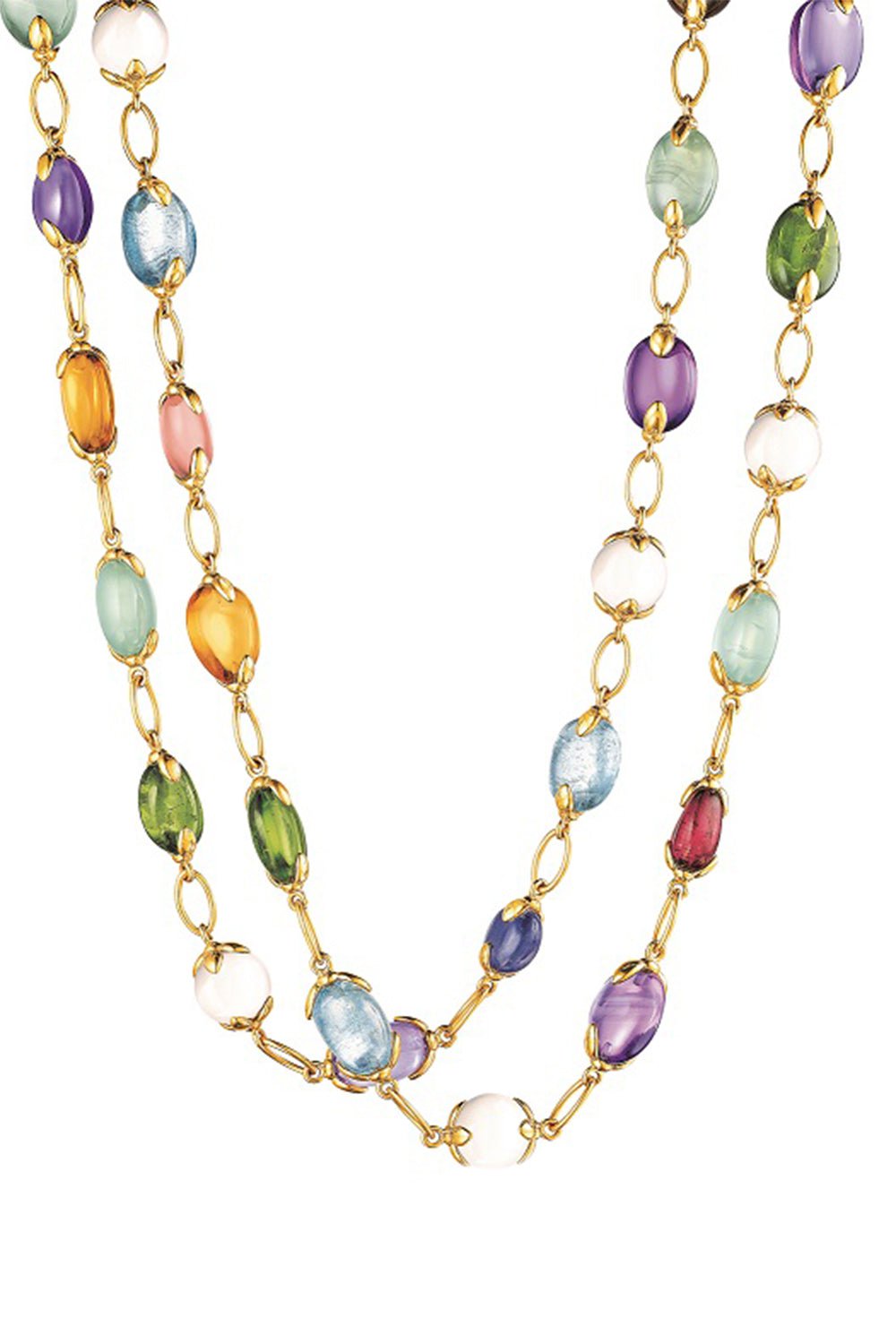 VERDURA-Colored Stone Fulco Necklace-YELLOW GOLD