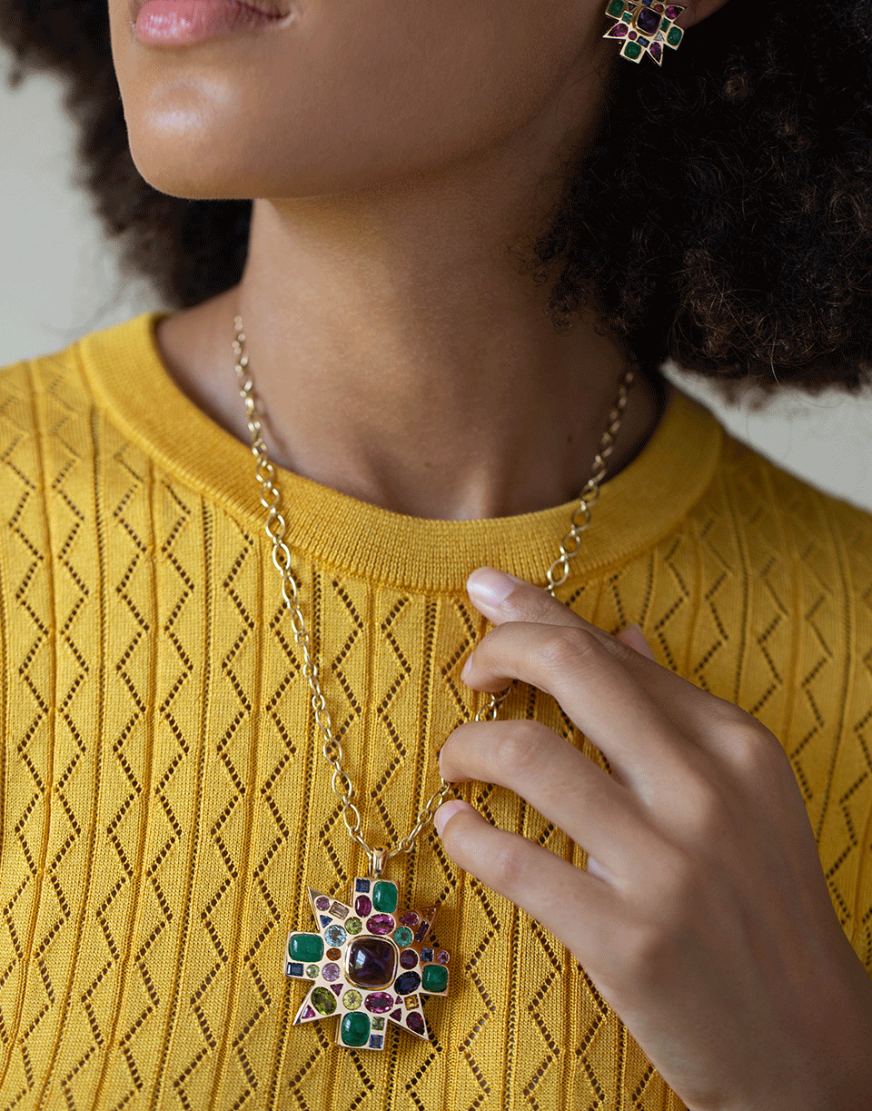 VERDURA-Byzantine Pendant Necklace Brooch-YELLOW GOLD