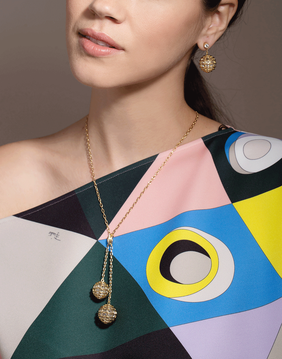 VERDURA-Caged Rock Crystal Lariat Necklace-YELLOW GOLD