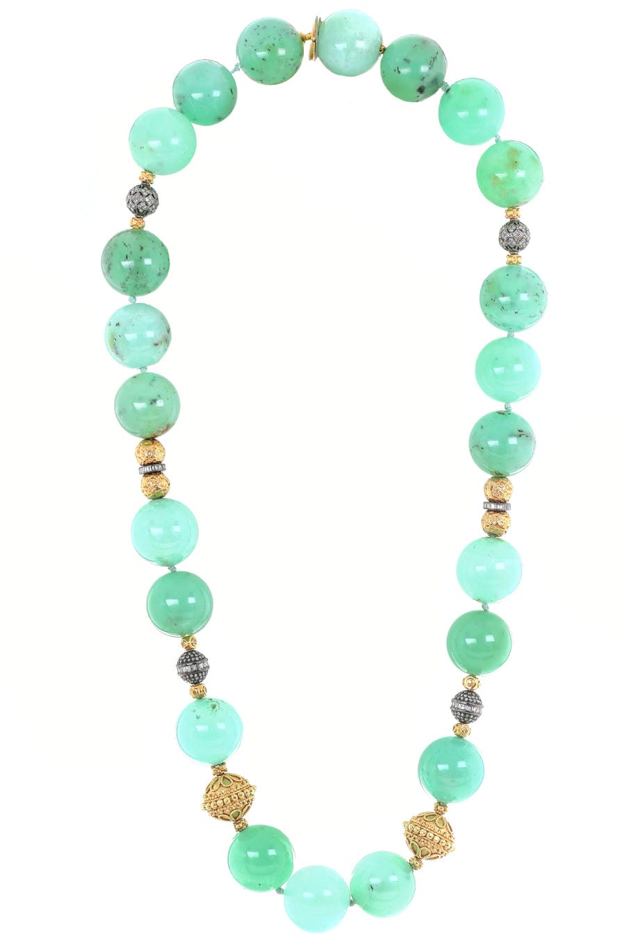 VERDURA-Chrysoprase Bead Necklace-YELLOW GOLD