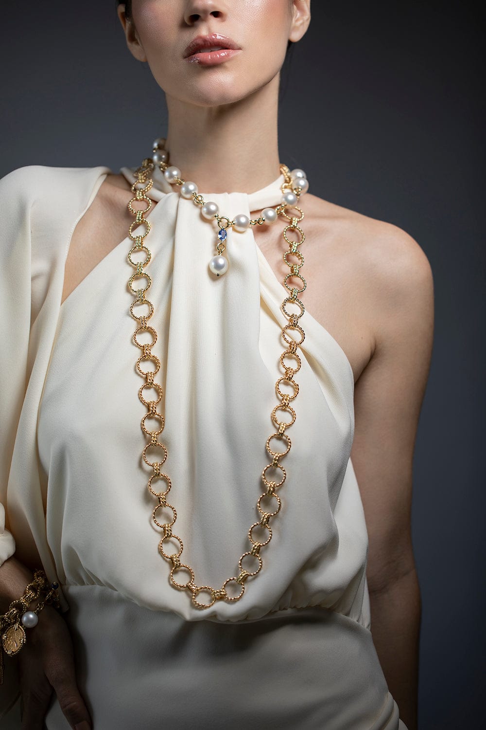 VERDURA-Circle Rope Link Necklace-YELLOW GOLD