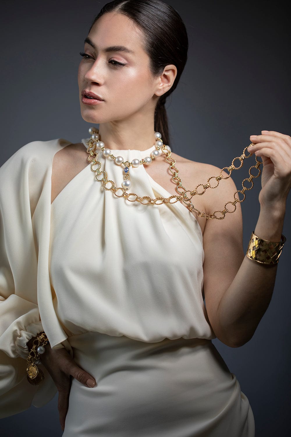 VERDURA-Circle Rope Link Necklace-YELLOW GOLD