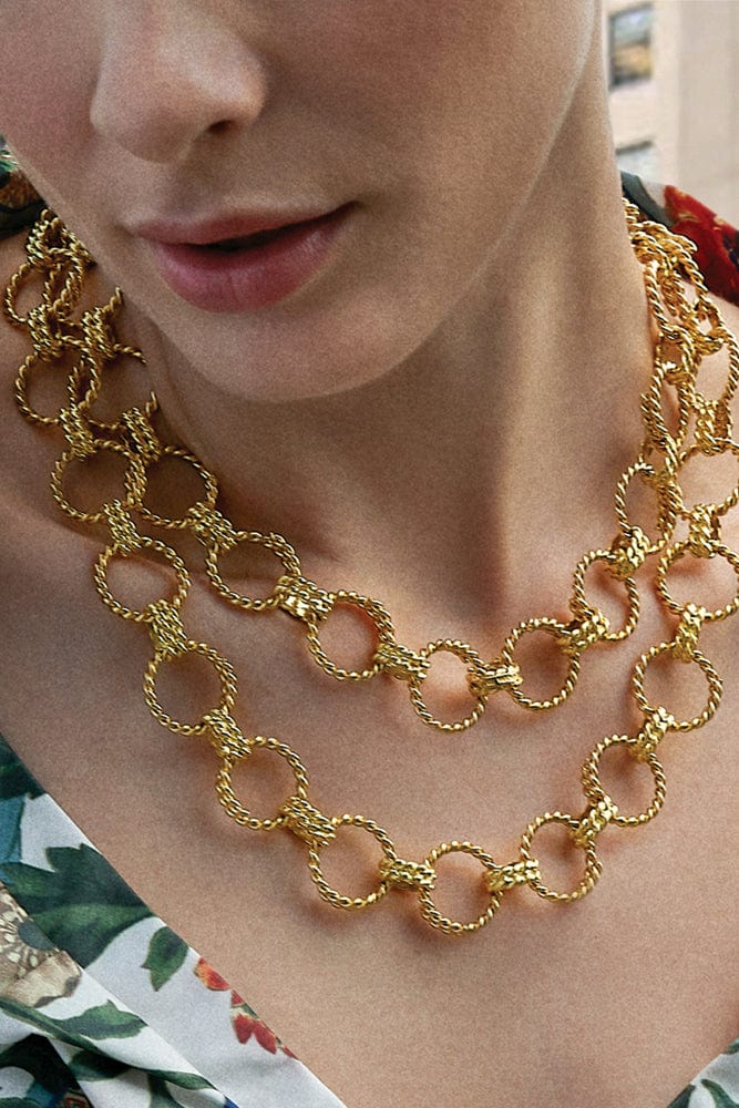 VERDURA-Circle Rope Link Necklace-YELLOW GOLD