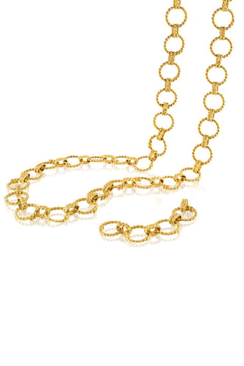 VERDURA-Circle Rope Link Necklace-YELLOW GOLD