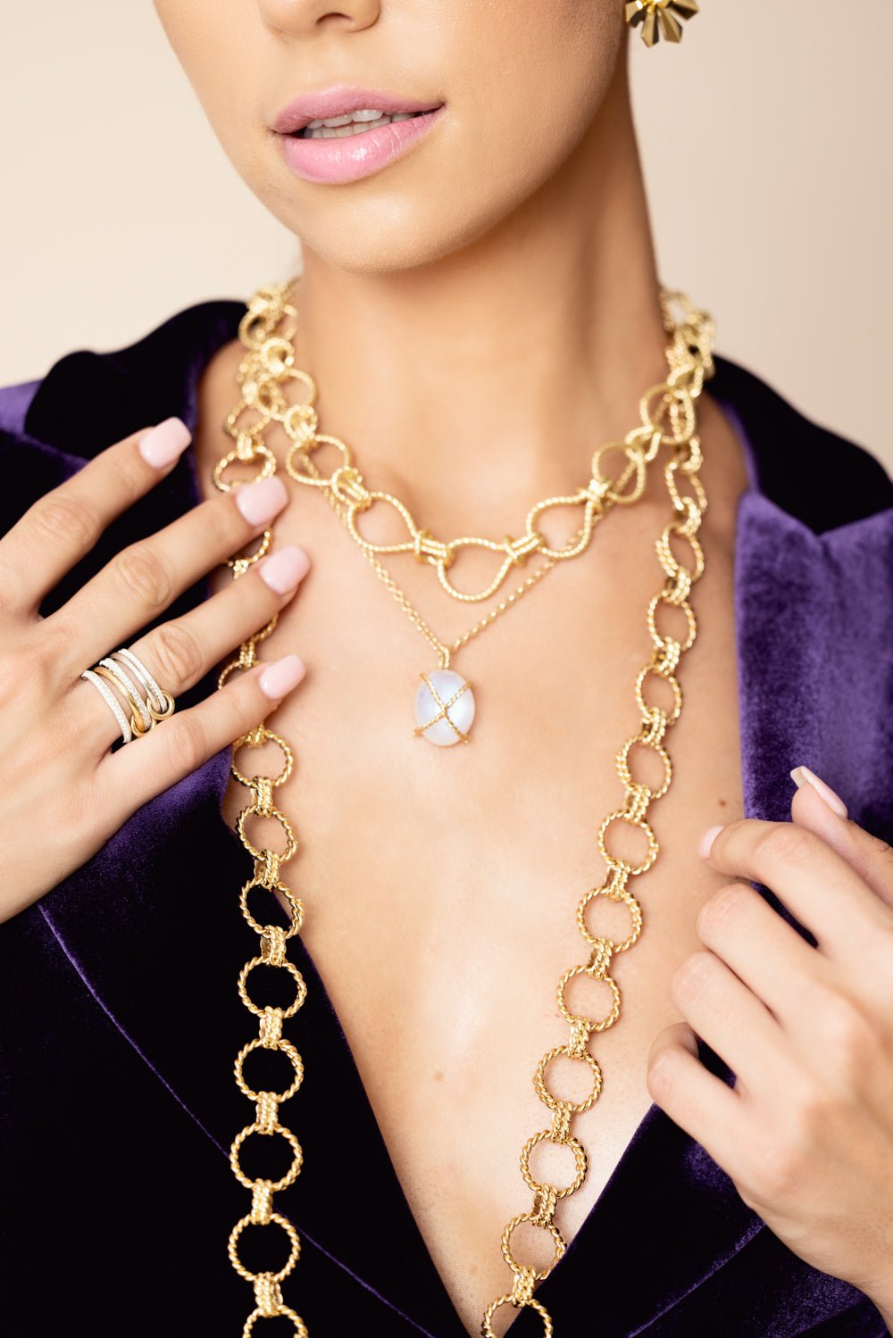 VERDURA-Diamond Toggle Necklace-YELLOW GOLD