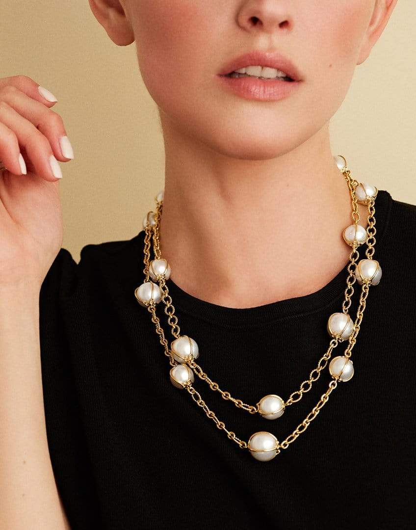 VERDURA-Pearl Bubbles Necklace-YELLOW GOLD