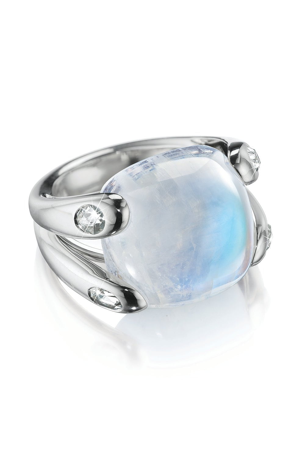 VERDURA-Moonstone Diamond Candy Ring-WHITE GOLD