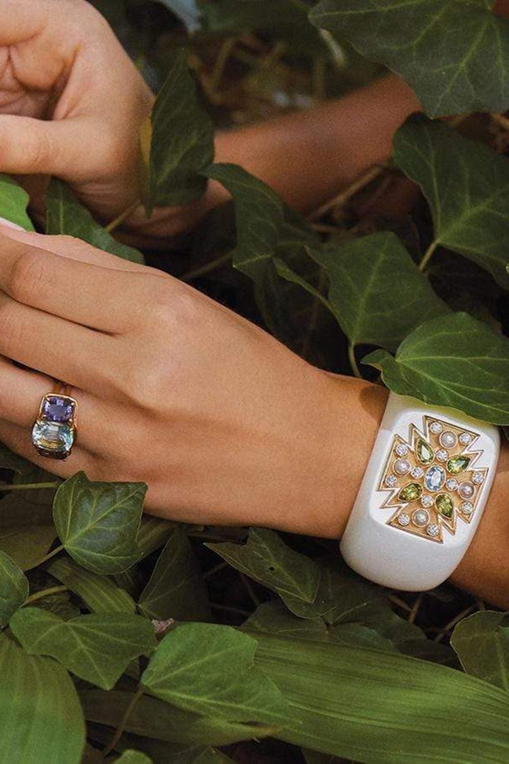 Aquamarine Iolite Three Stone Ring-YELLOW GOLD-6-JEWELRYFINE JEWELRING-VERDURA