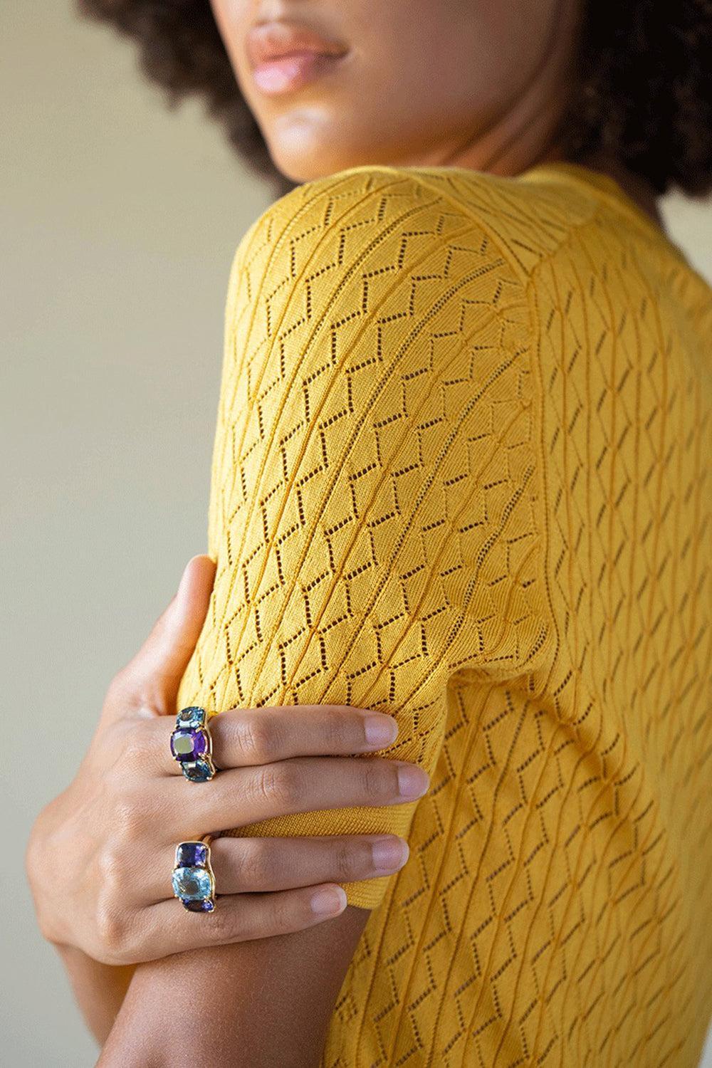 Aquamarine Iolite Three Stone Ring-YELLOW GOLD-6-JEWELRYFINE JEWELRING-VERDURA