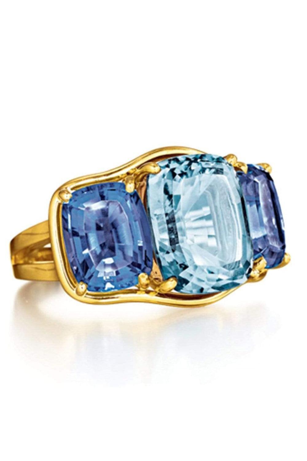 Aquamarine Iolite Three Stone Ring-YELLOW GOLD-6-JEWELRYFINE JEWELRING-VERDURA