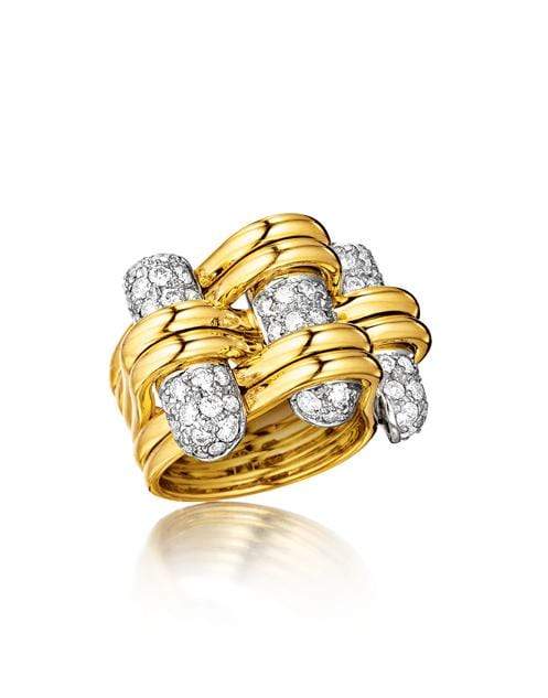 VERDURA-Diamond Trio Ring-YELLOW GOLD