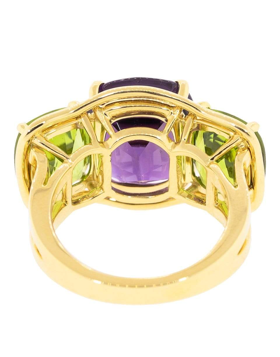 VERDURA-Peridot and Amethyst Large Three Stone Ring-YELLOW GOLD