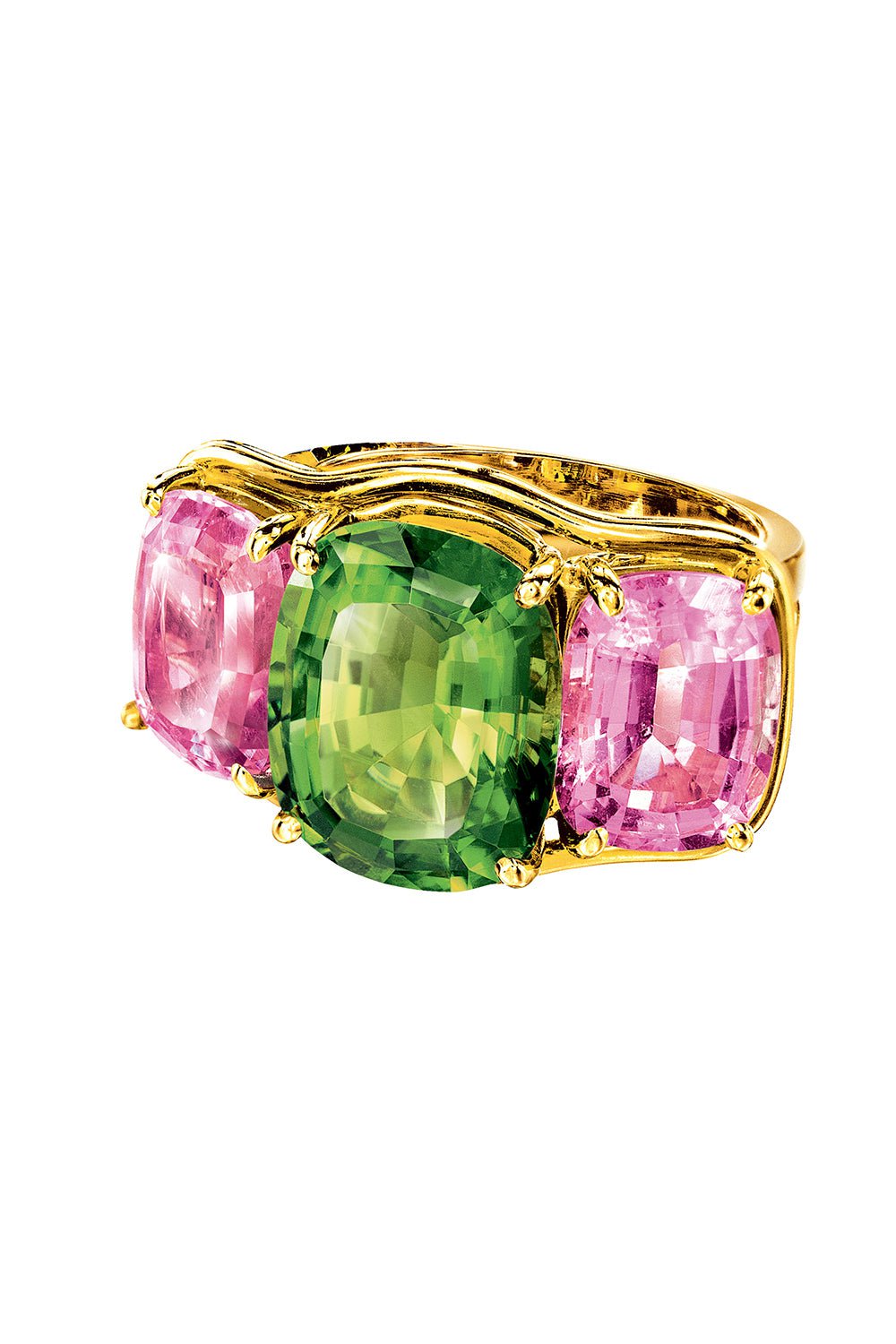 VERDURA-Three Stone Ring-YELLOW GOLD