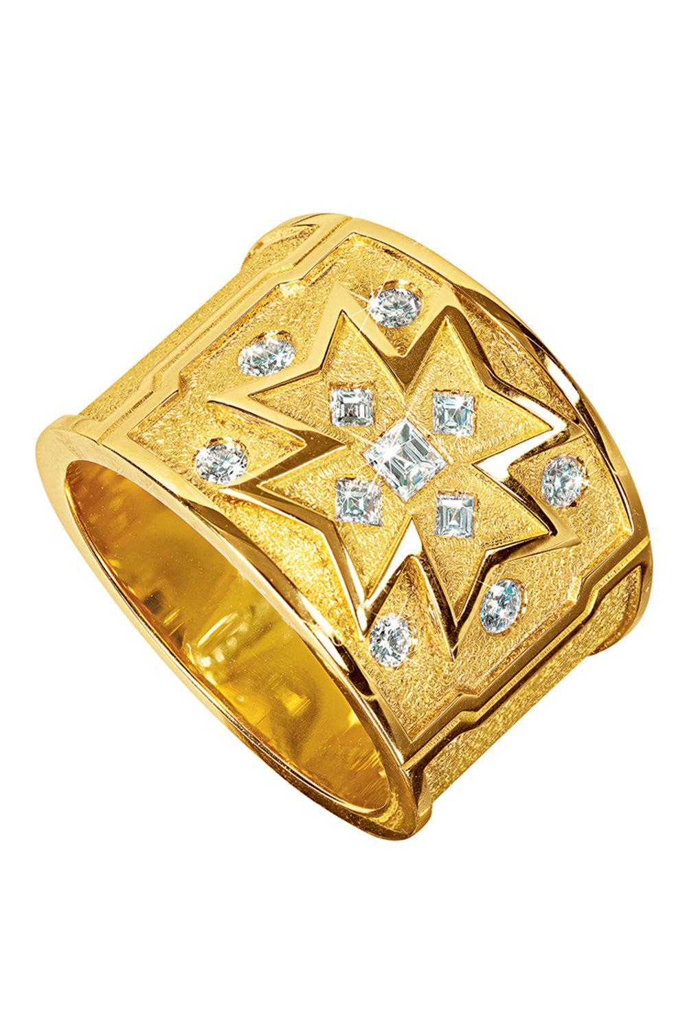 Diamond Maltese Band Ring-YELLOW GOLD-7-JEWELRYFINE JEWELRING-VERDURA