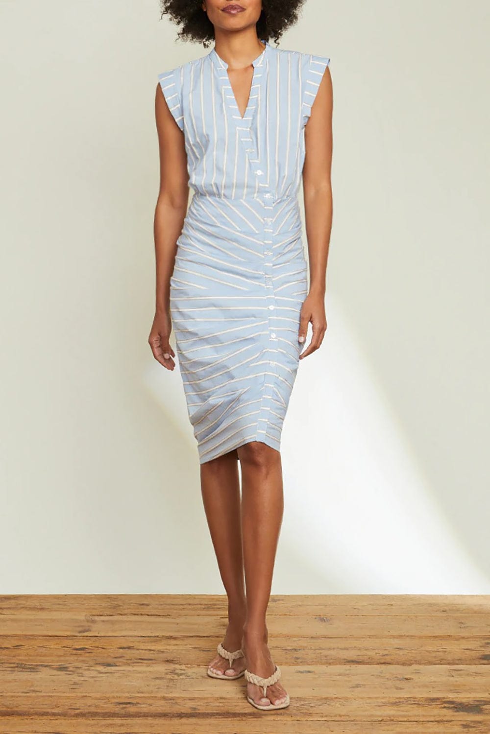 VERONICA BEARD-Ruched Shirt Dress-