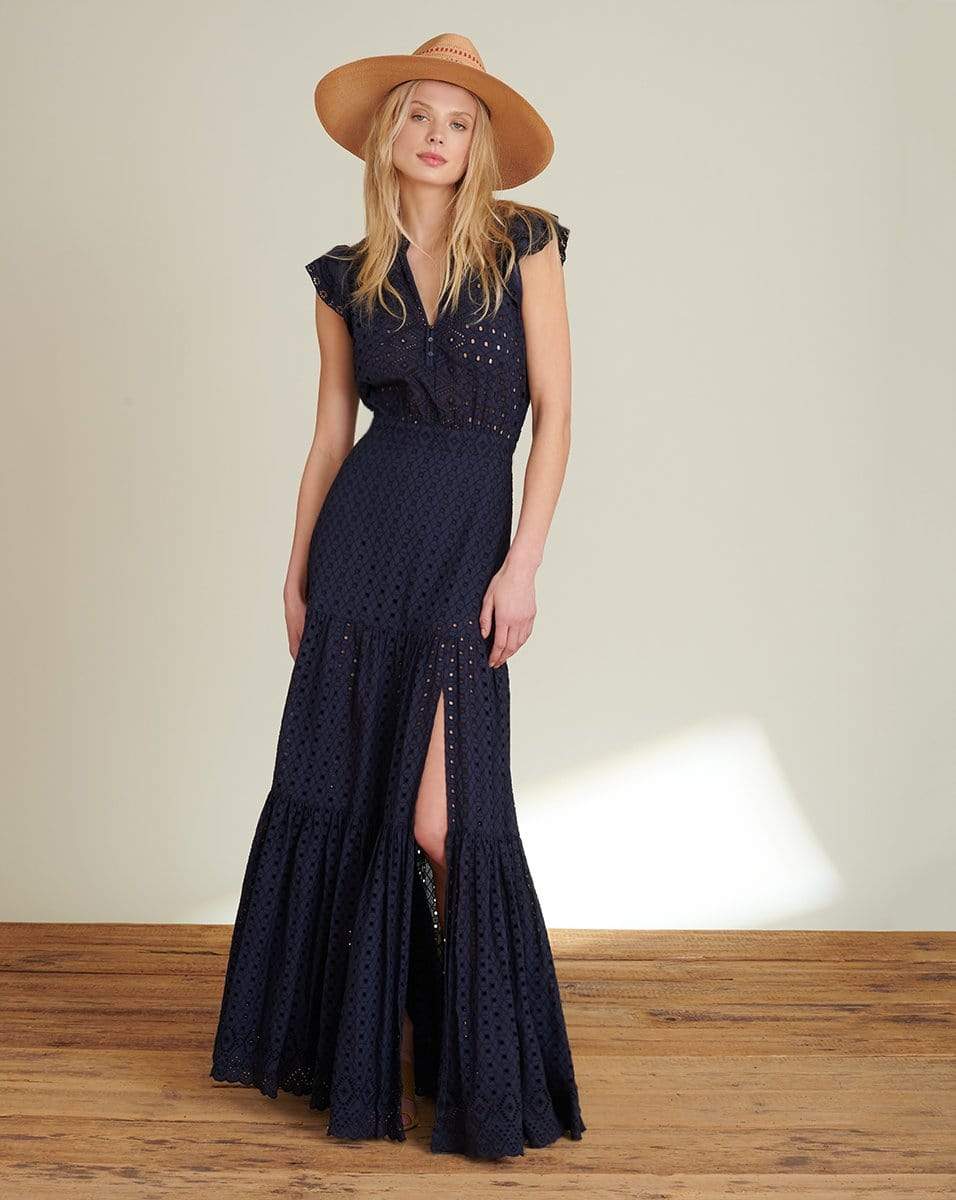 Satori Eyelet Maxi Dress - Navy