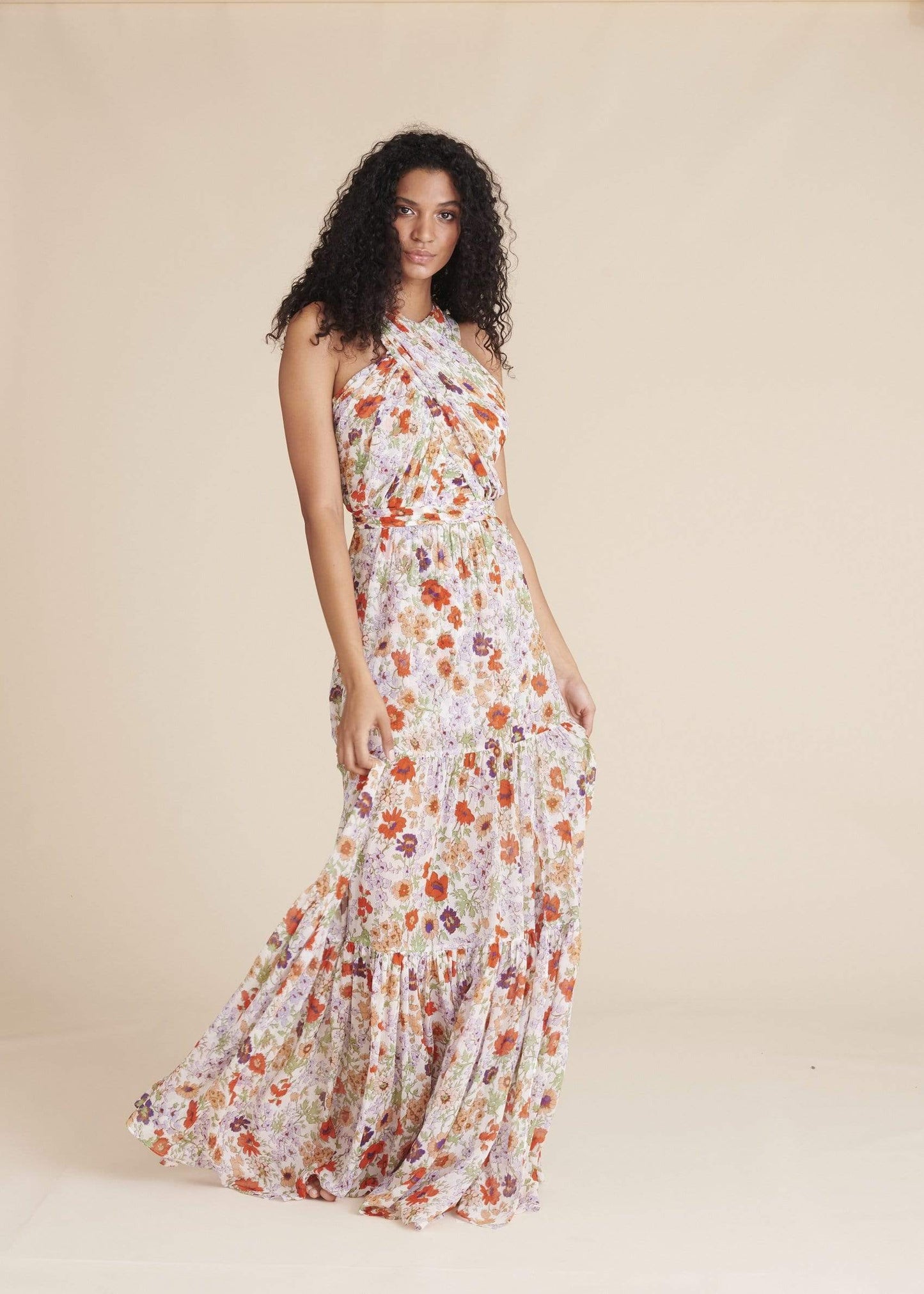 VERONICA BEARD-Florencia Floral Maxi Dress - Off White-