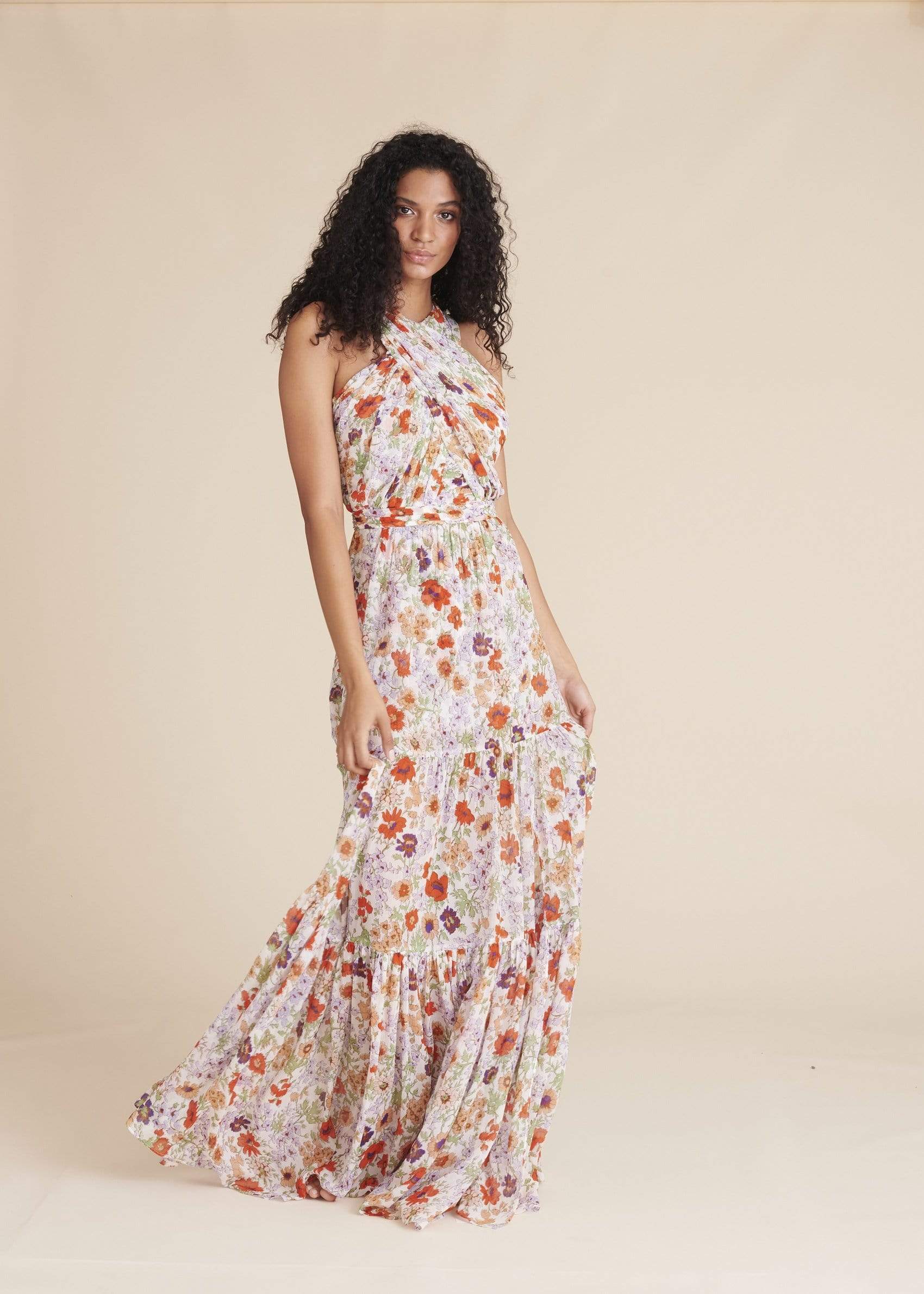 VERONICA BEARD-Florencia Floral Maxi Dress - Off White-