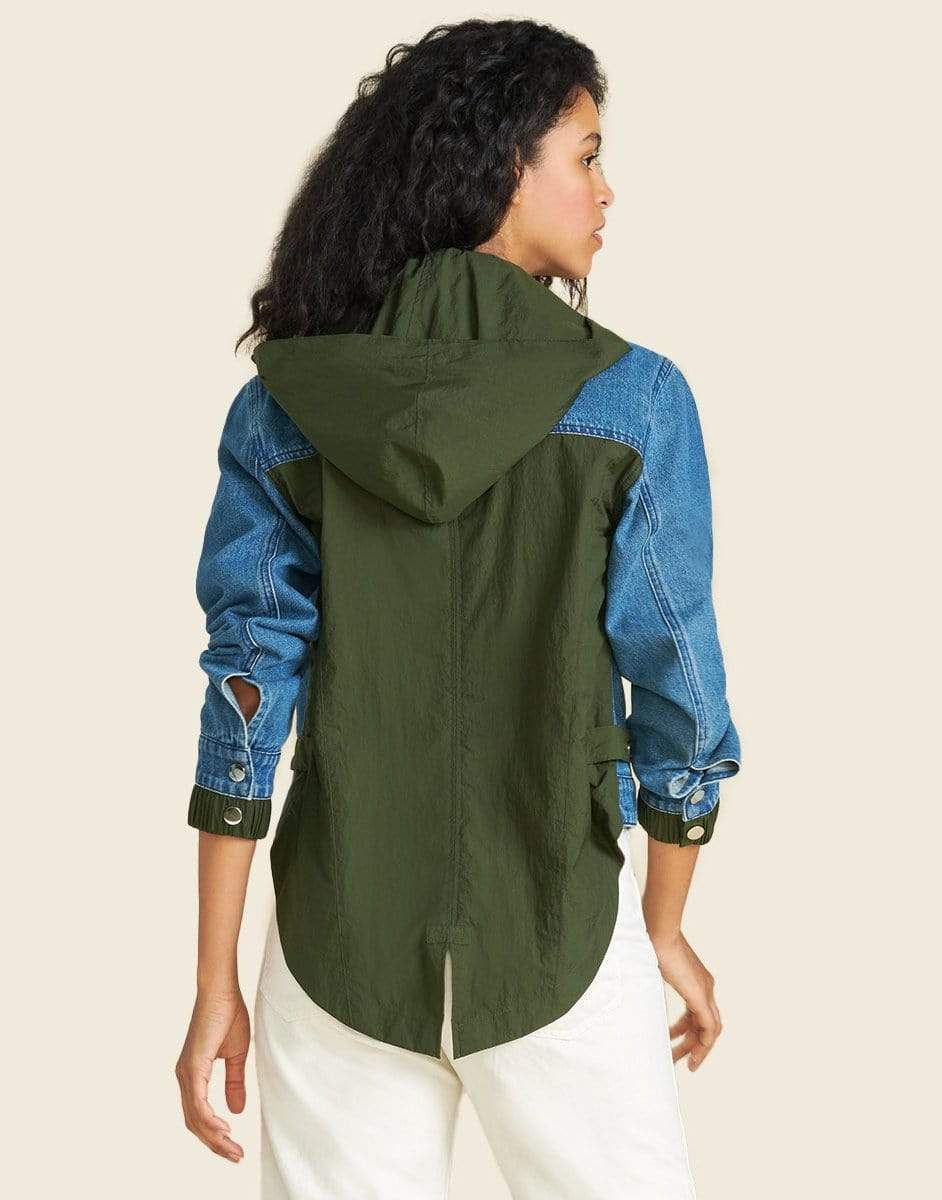 VERONICA BEARD-Shani Mixed-Media Denim Jacket-