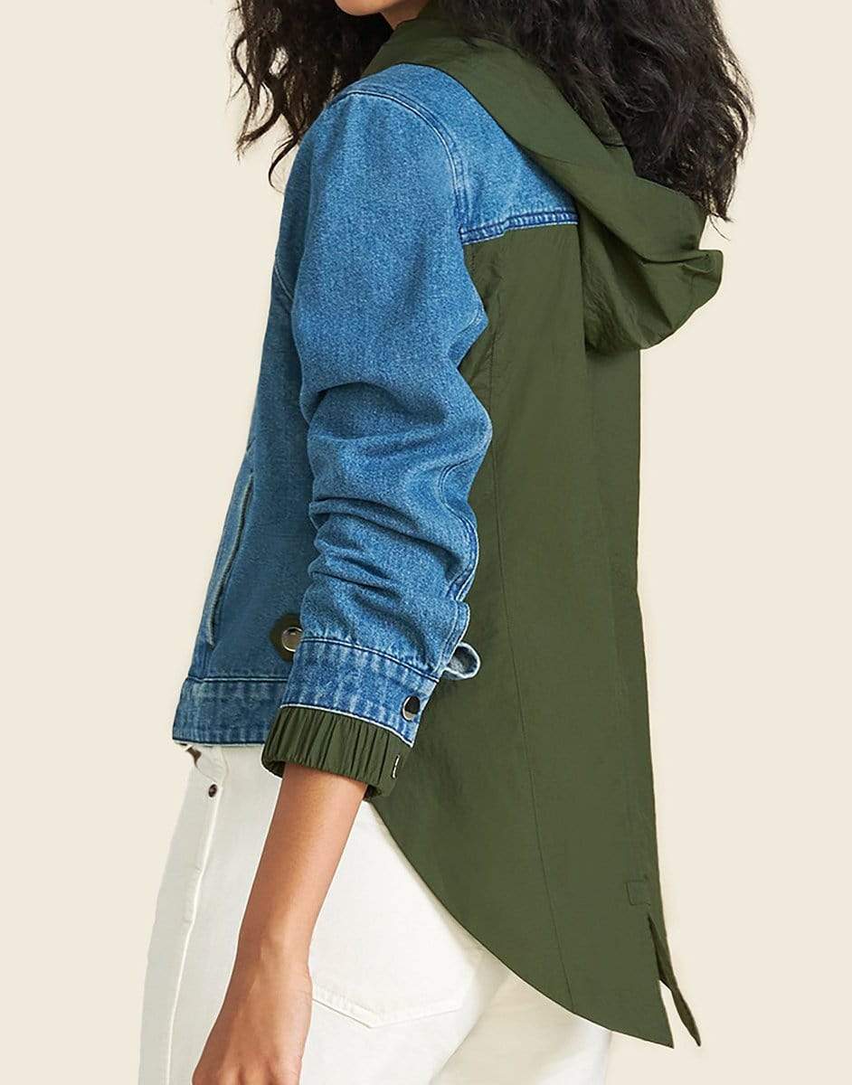 VERONICA BEARD-Shani Mixed-Media Denim Jacket-