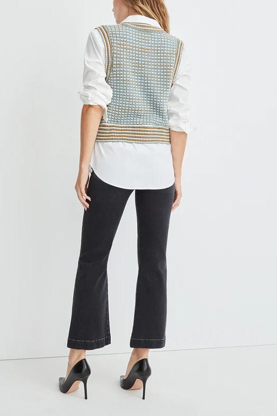 VERONICA BEARD-Serwa Mixed-Media Top-