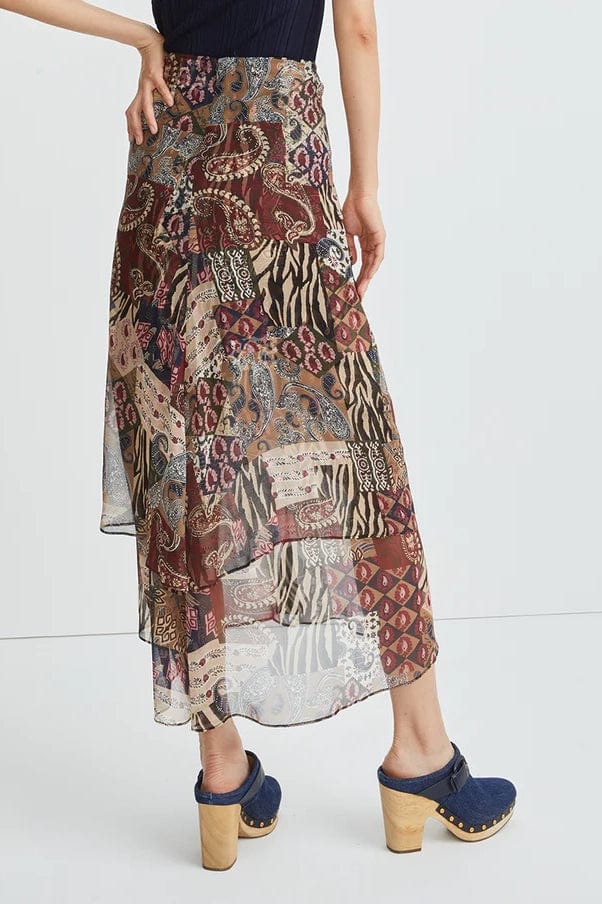 VERONICA BEARD-Sira Patchwork-Print Skirt-