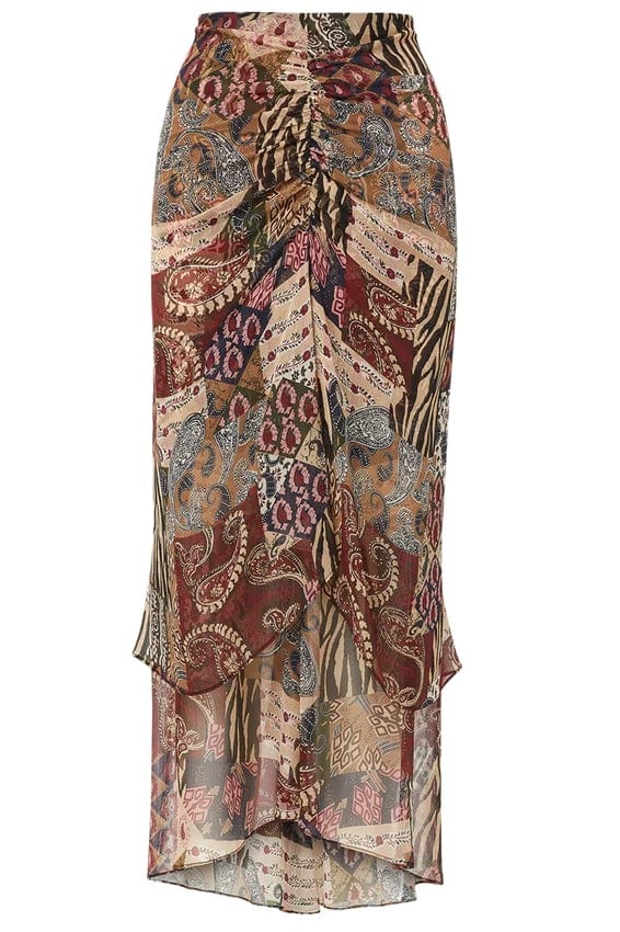 VERONICA BEARD-Sira Patchwork-Print Skirt-
