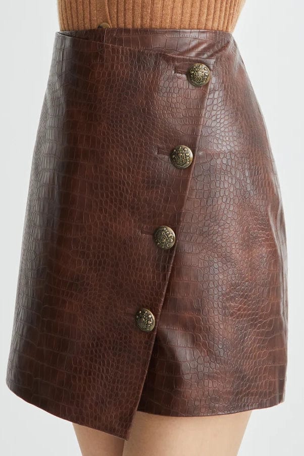 VERONICA BEARD-Dinard Vegan-Leather Skirt-