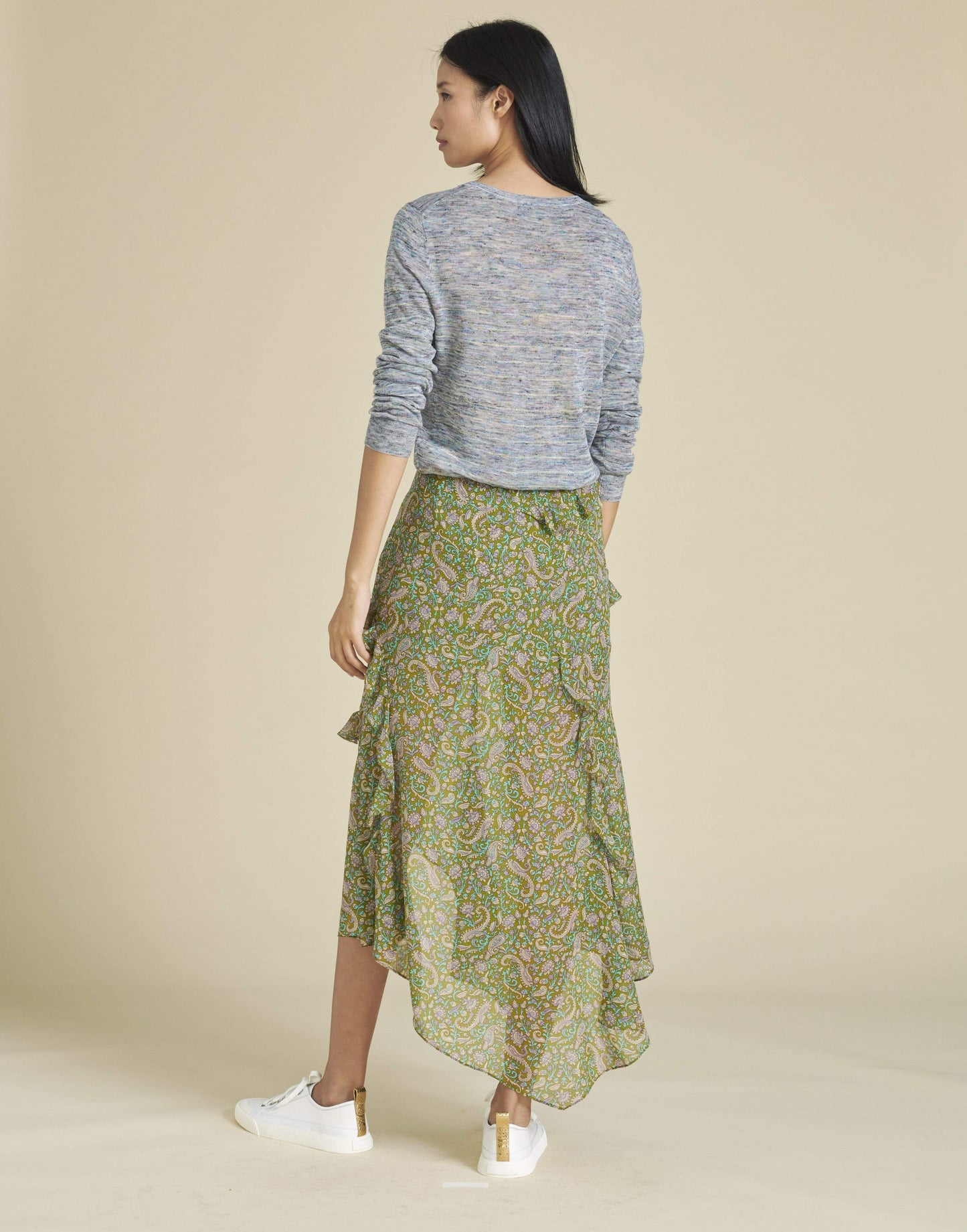 VERONICA BEARD-Fern Multi Eleonora Paisley Midi Skirt-